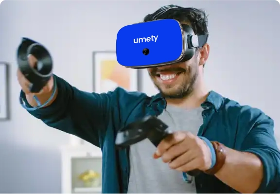 Man using UmetyVR headset — 6DoF experience